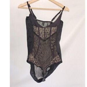 Secret Possessions Bodysuit Shapewear  Black Sheer Light Compression 10 WYOB‎